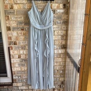 Light blue Ruched Tiered Maxi Dress for Wedding Guest/bridesmaid